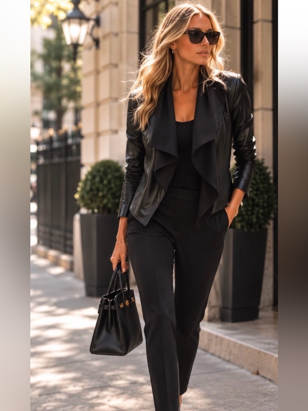 Theory Black Leather Draped Open Front Jacket Estimated Medium Luxe Layer
